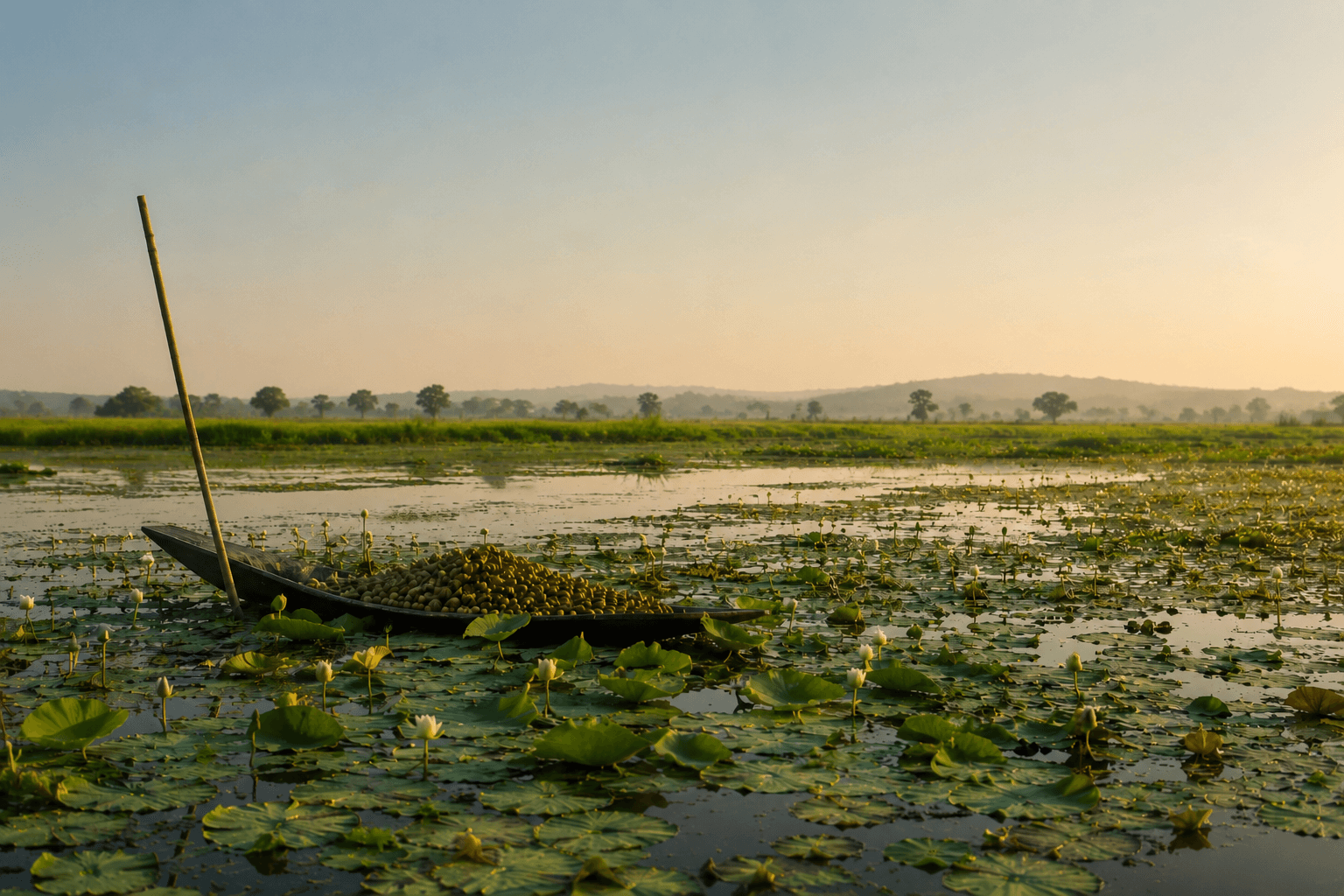 Wetlands of Mithila, Bihar where Gorasa makhana is cultivated